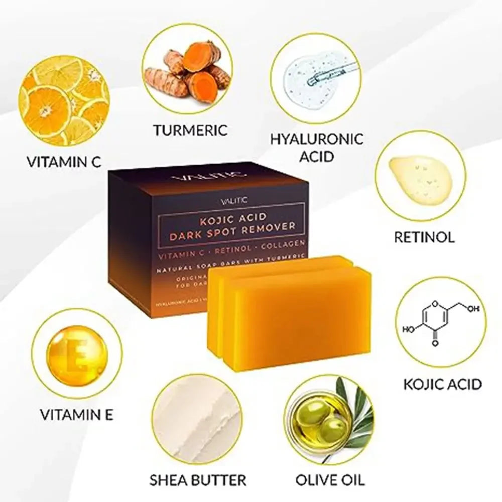 VALITIC Kojic Acid Soap Whitening Soap Remove Black Facial Soap Handmade Bleaching Acid Glycerin With Vitamin C Deep Cleaning