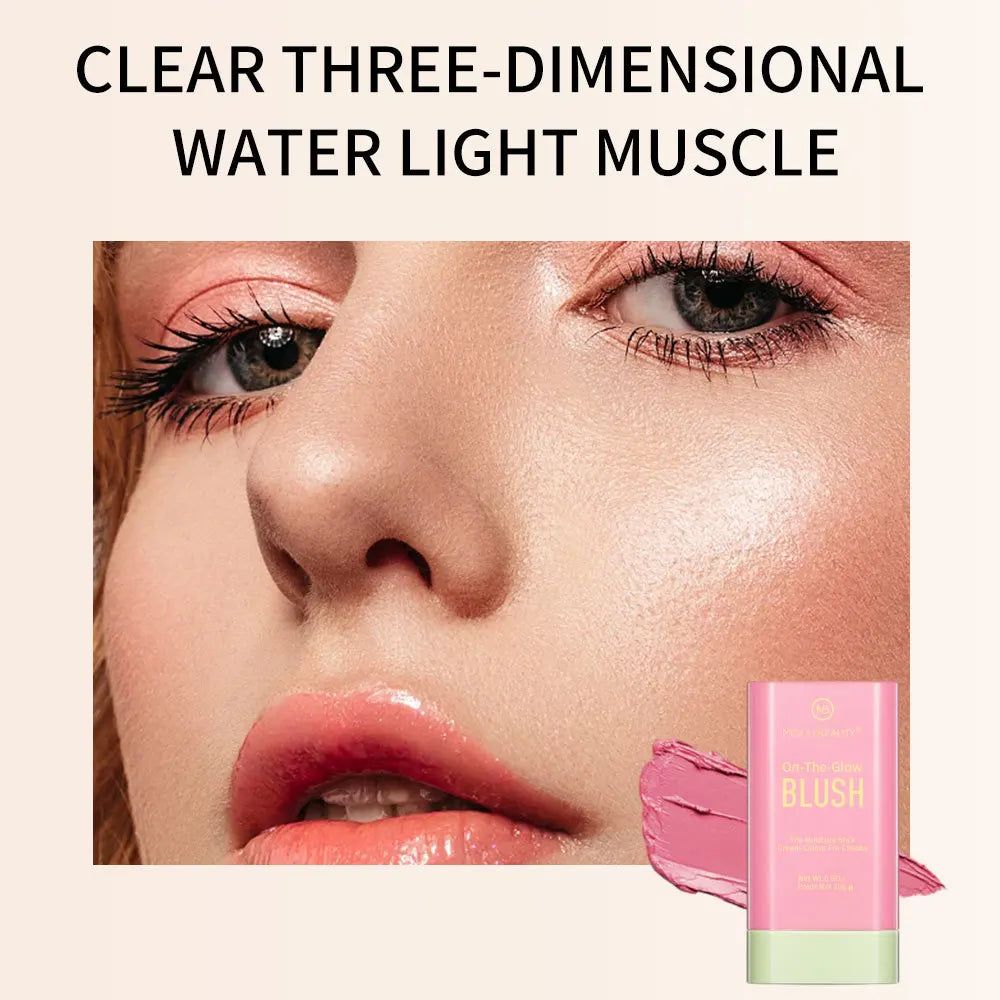 3-in-1 Cheek Lip Tinted Moistured Blush Stick Eyes Cheek and Lip Brighten Cream Bronzer Highlight Stick Matte Contour Makeup