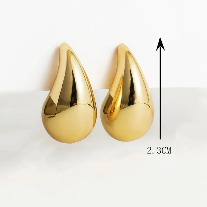 2023 New Water Drop Stainless Steel Stud Earrings For Women Teardrop Droplet Hollow Gold Color Waterproof Charm  Hypoallergenic